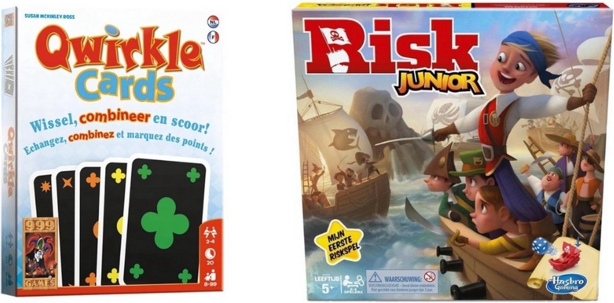 Spellenbundel - 2 Stuks - Qwirkle Kaartspel & Risk Junior