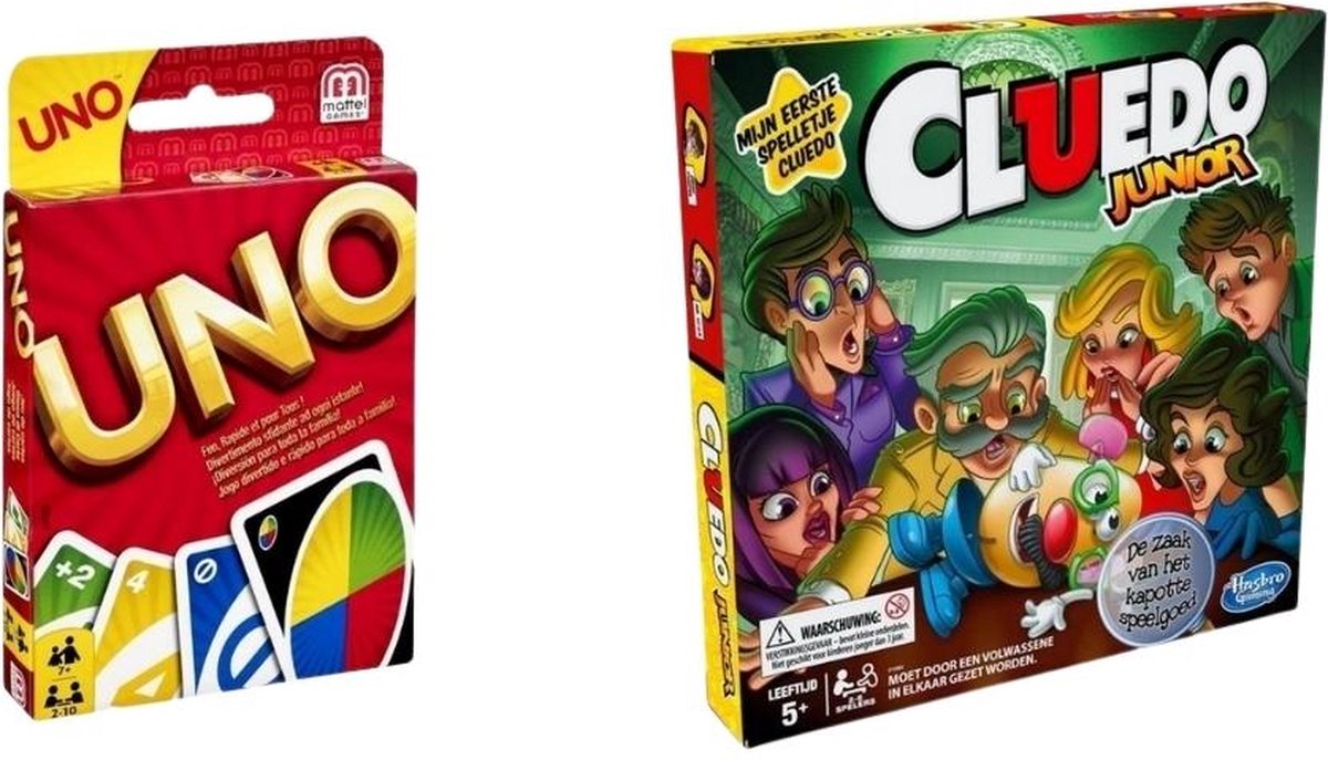 Spellenbundel - 2 Stuks - Uno & Cluedo Junior