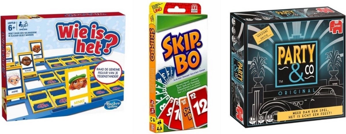 Spellenbundel - 3 Stuks - Wie is het? & Skip-Bo & Party&Co