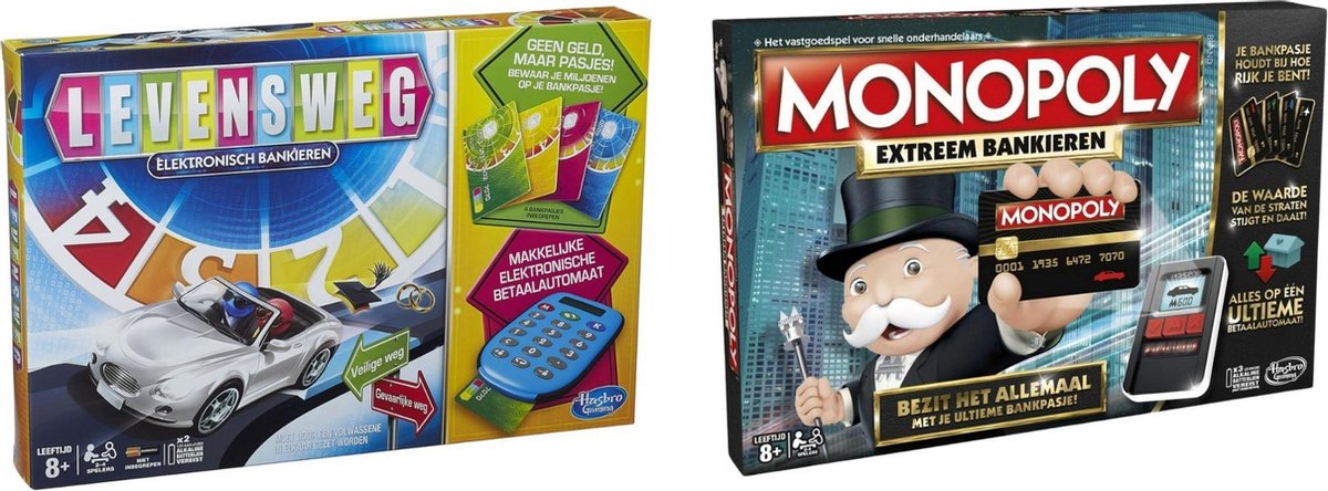 Spellenbundel - Bordspel - 2 Stuks - Levensweg Elektronisch Bankieren & Monopoly Extreem Bankieren