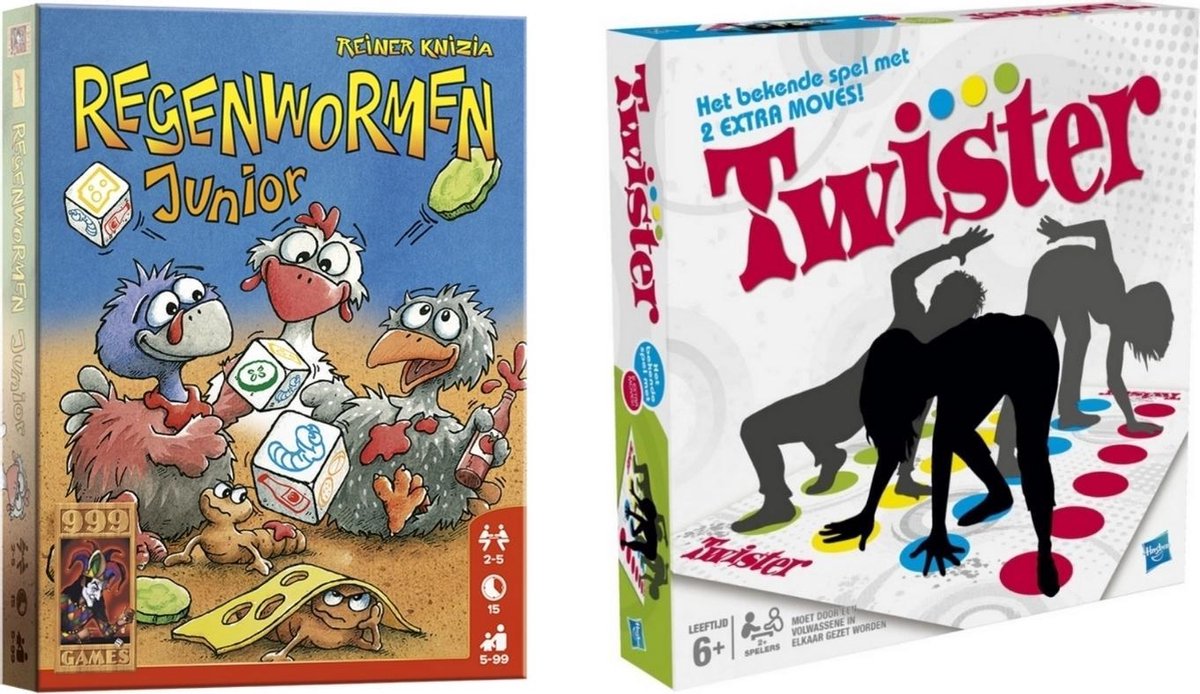 Spellenbundel - Bordspel - 2 Stuks - Regenwormen Junior & Hasbro Twister