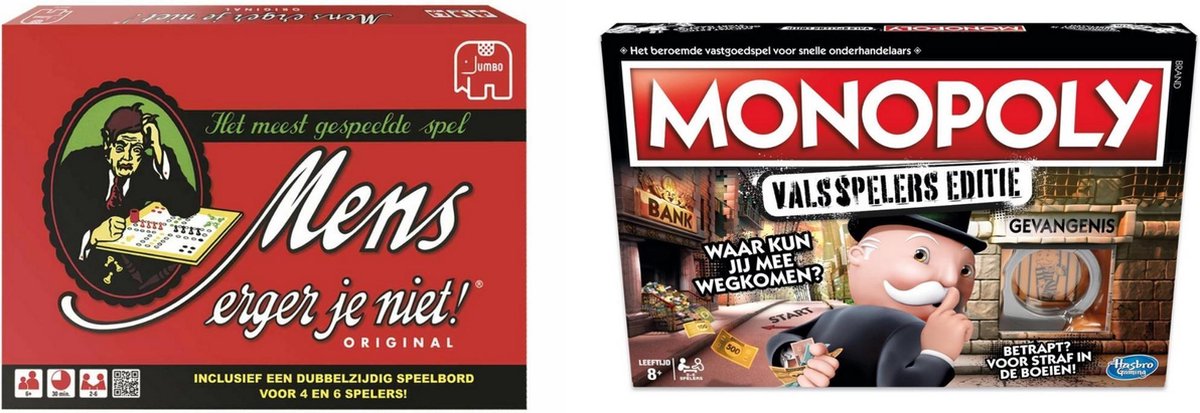 Spellenbundel - Bordspellen - 2 Stuks - Mens Erger Je Niet & Monopoly Valsspelerseditie