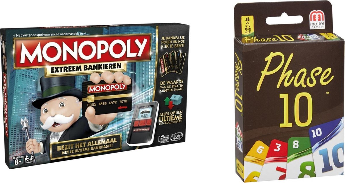 Spellenbundel - Bordspellen - 2 Stuks - Monopoly Extreem Bankieren & Phase 10