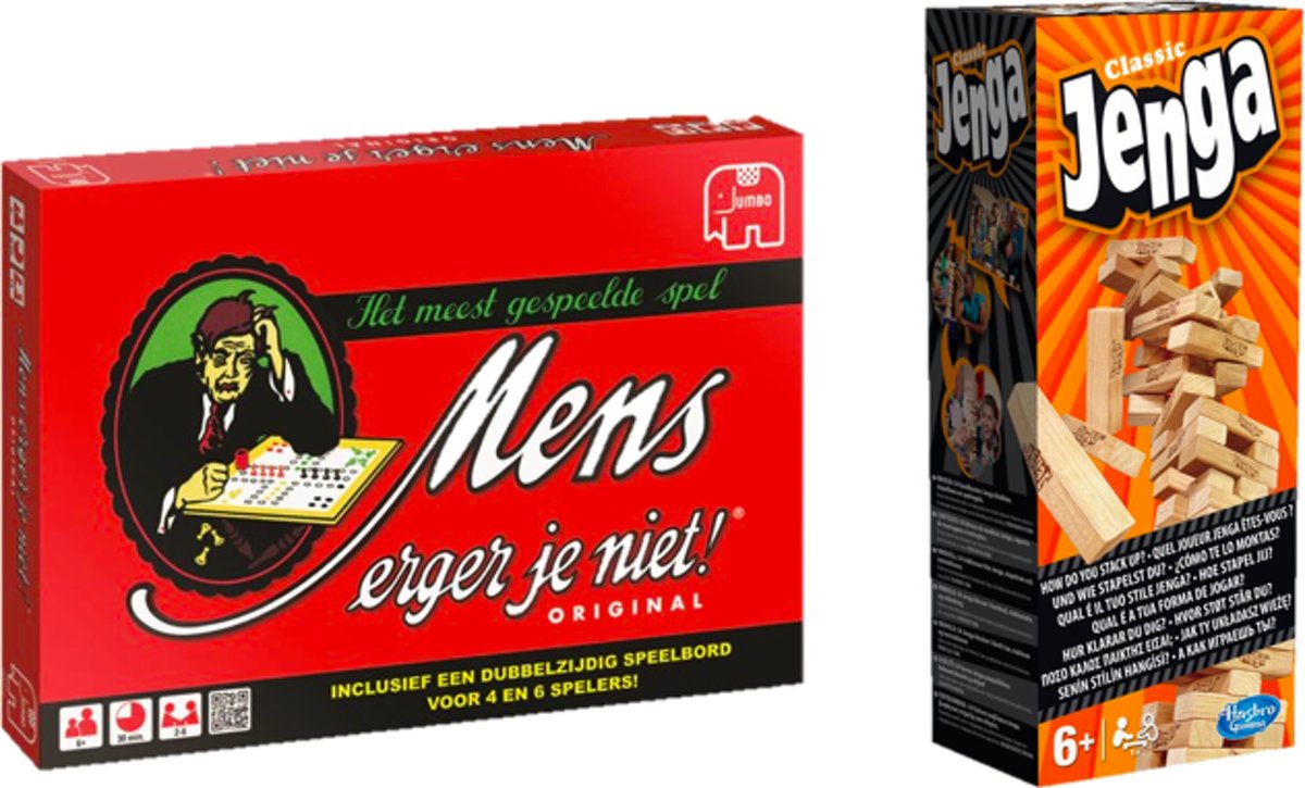 Spelvoordeelset Jenga & Mens Erger Je Niet