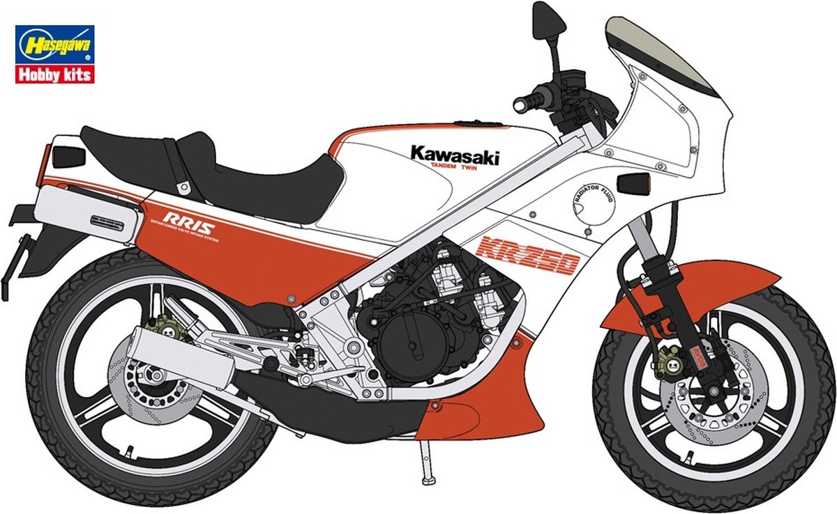 1:12 Hasegawa 21745 Kawasaki KR250 (KR250A) White/Red Color 1984 Plastic kit