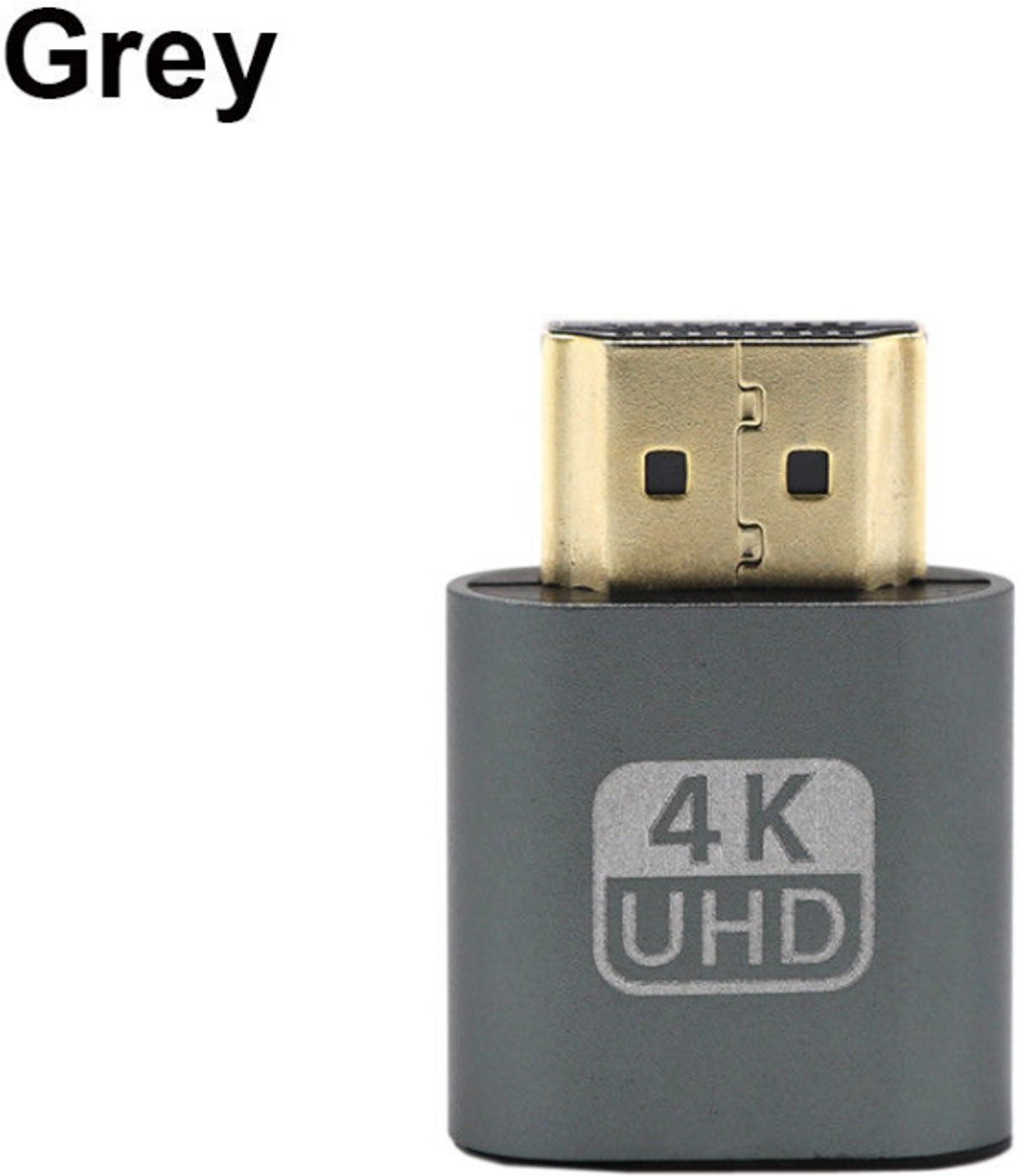 HDMI Dummy Plug 1.4 DDC EDID 4K Display Emulator Virtual Display Adapter - grijs