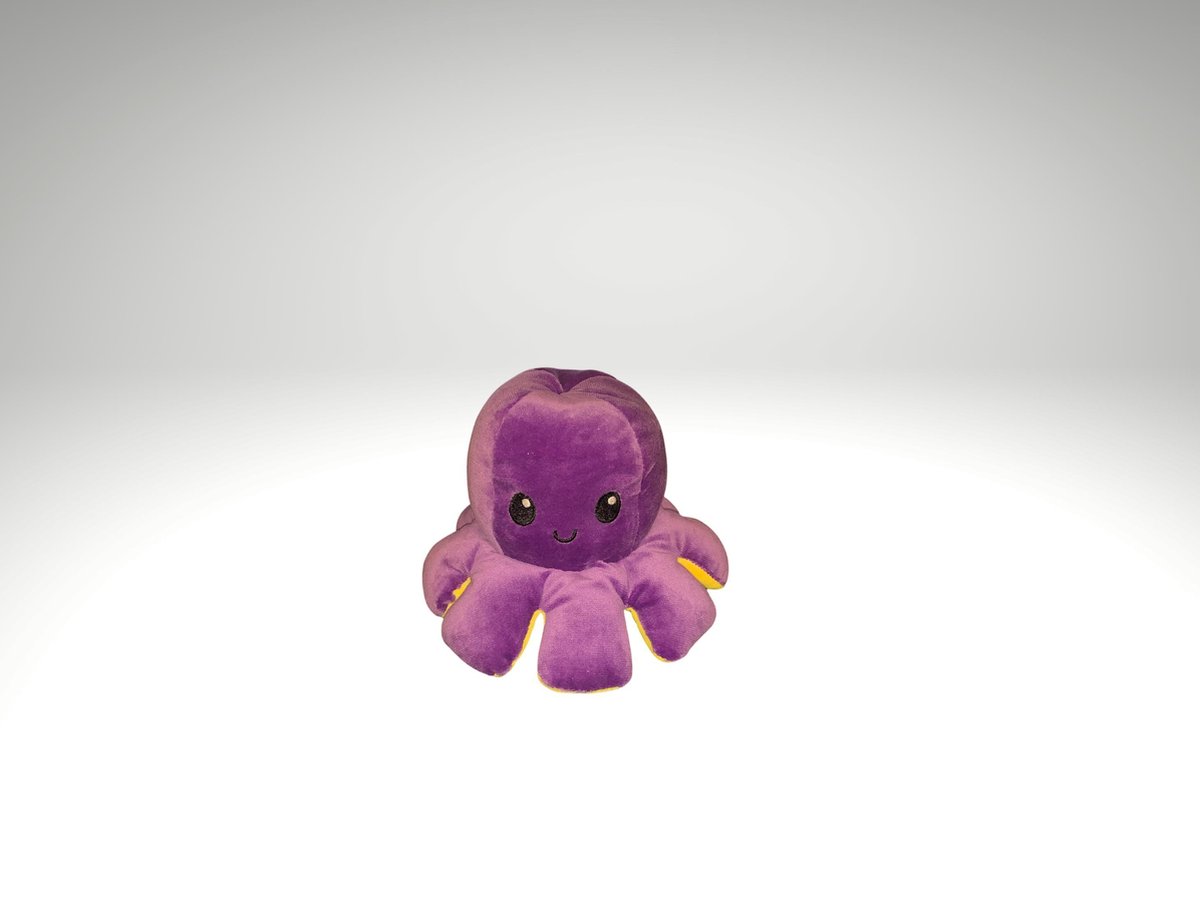 Haska - Knuffel Octopus – Emoties – Cadeau - Omkeerbare Octopus Knuffel –Speelgoed – TikTok - Mood knuffel  – Paars/Geel