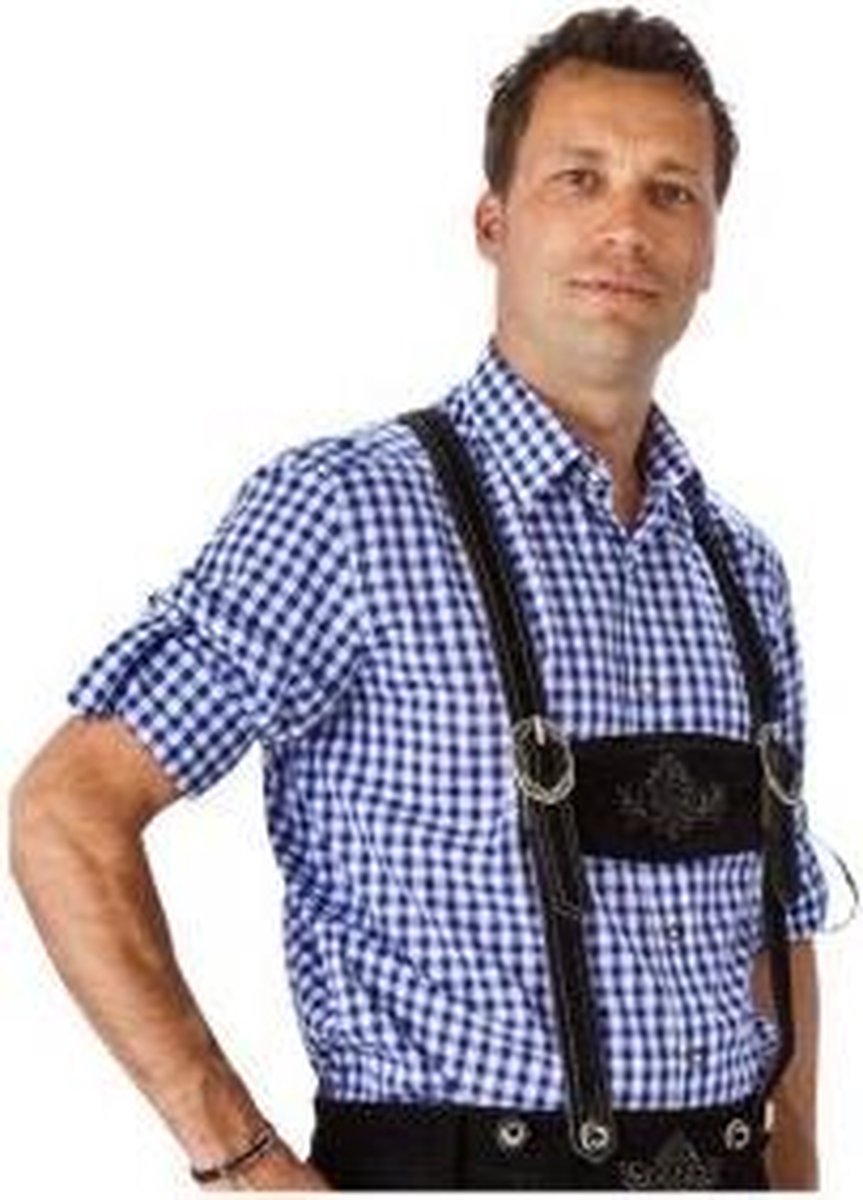 Oktoberfest overhemd blauw-wit geruit 100% katoen - maat XXL