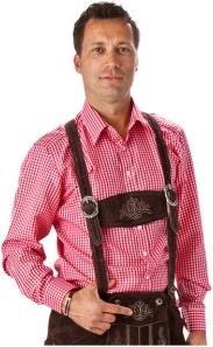 Oktoberfest overhemd rood-wit geruit 100% katoen - maat XL