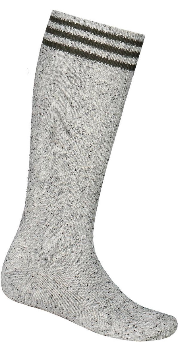 Tiroler Kousen grijs met groene strepen - Maat 43/46