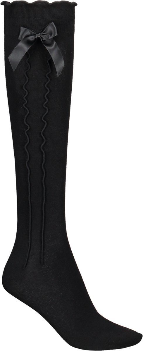 Trachten kniekousen zwart met strik