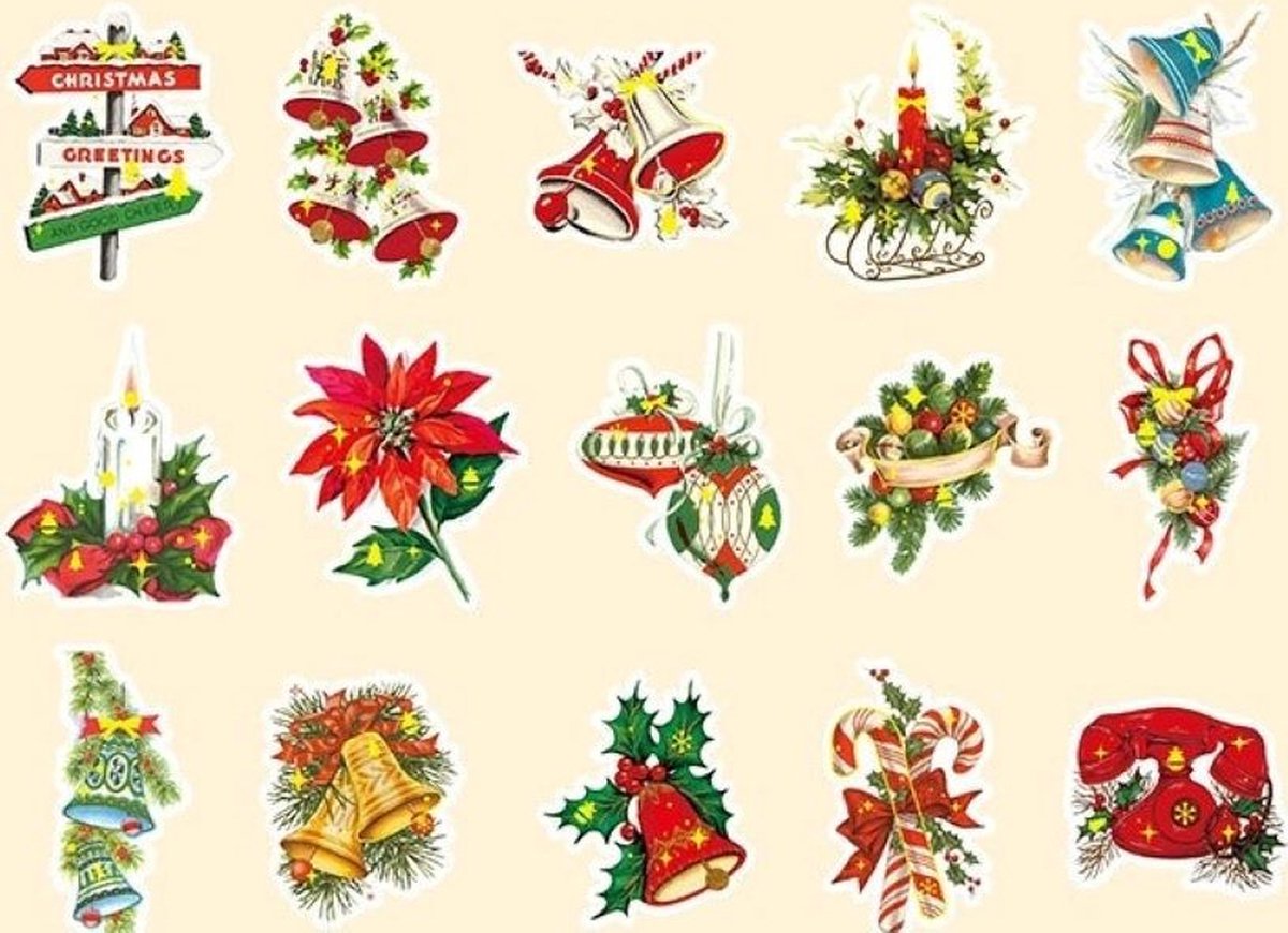 Kerststickers Christmas Party Night - Vintage - 30 stuks - Kerst stickers - Christmas stickers