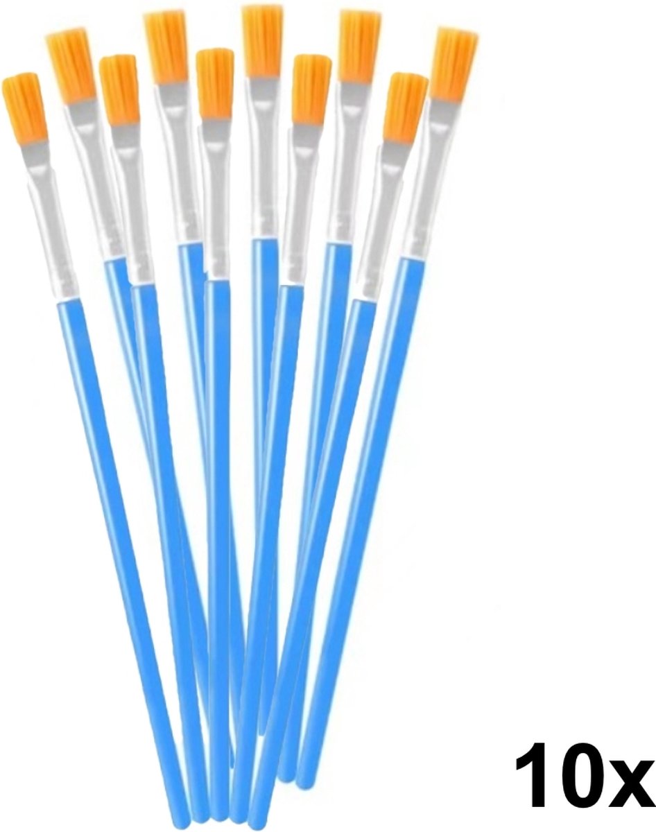 10x kleine Kwast 0.5cm breed / Platte Penselen Kleine Borstel / Modelbouw of Schade bijwerken /  