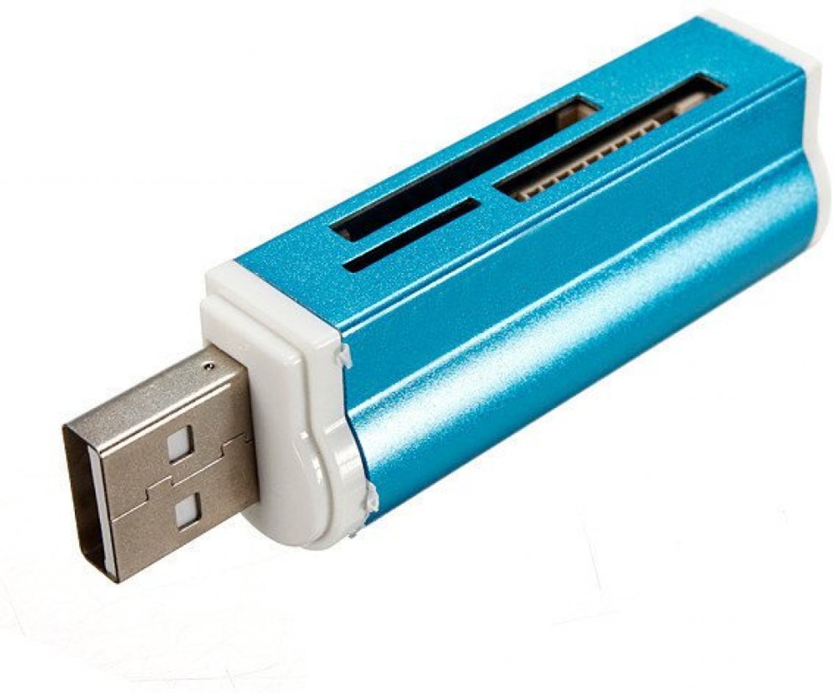 Kaartlezer all-in-1 USB 2.0 voor MicroMS M2 SD MMC SDHC DV MS Duo MS Pro Duo Micro SD T-Flash geheugenkaarten / Blauw