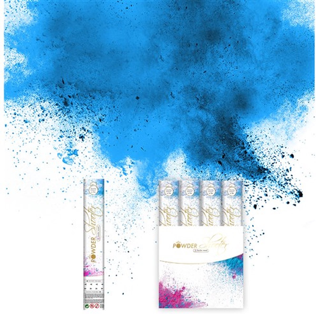3x Holi powder shooter gender reveal blauw (30cm)