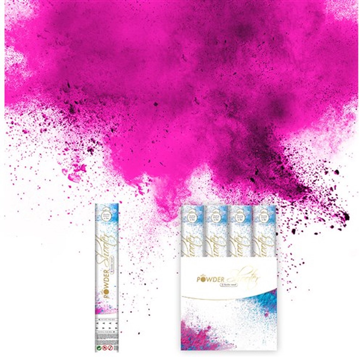3x Holi powder shooter gender reveal roze (30cm)