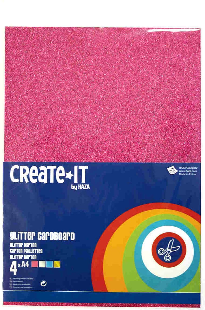 Create-It Glitterkarton A4 4 vel assorti