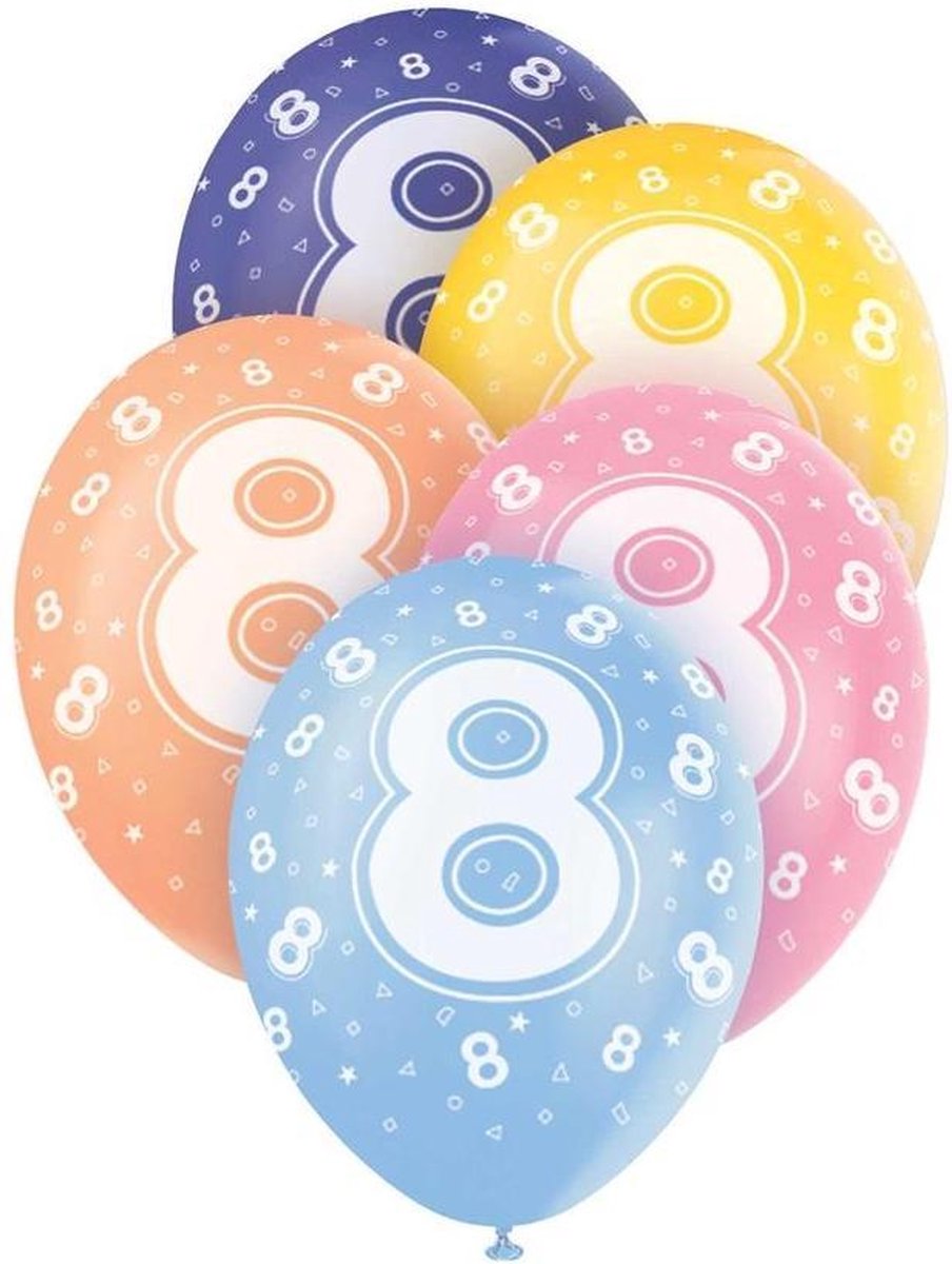 Haza Original Ballonnen 8 Jaar Multicolor 30 Cm 5 Stuks