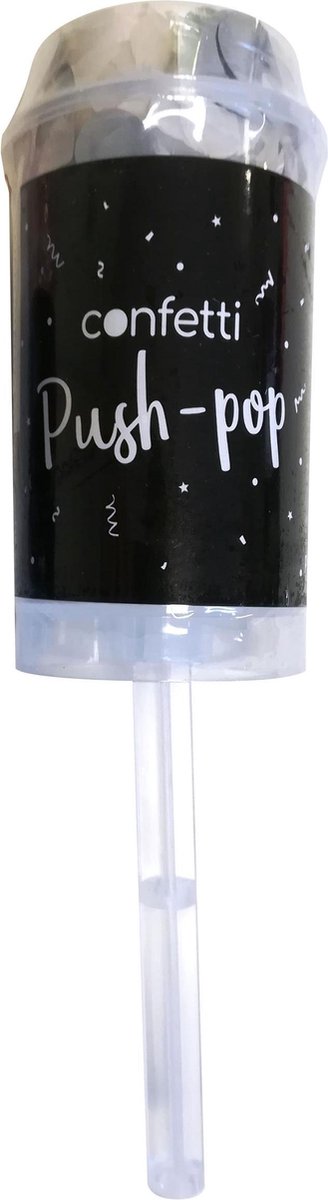 Haza Original Confetti Push-popper Hartjes Zwart/ Wit 17 Cm