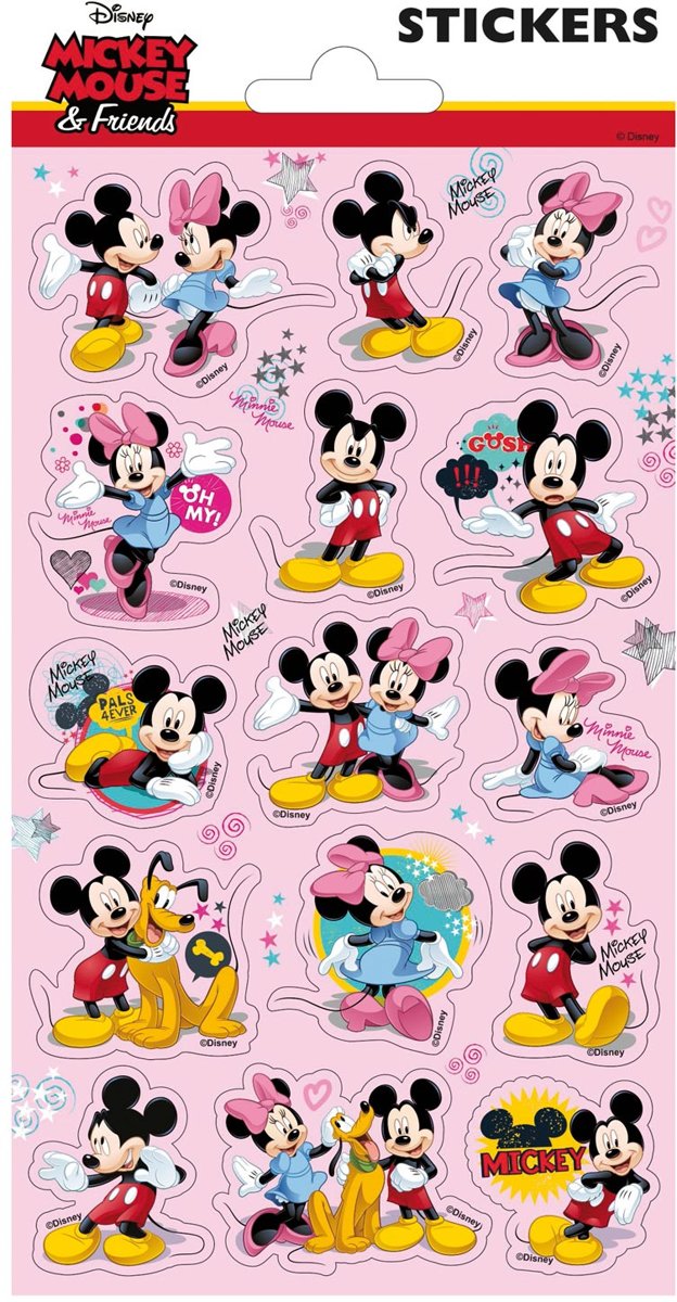 Haza Original Stickervel Mickey & Friends Roze 15 Stickers