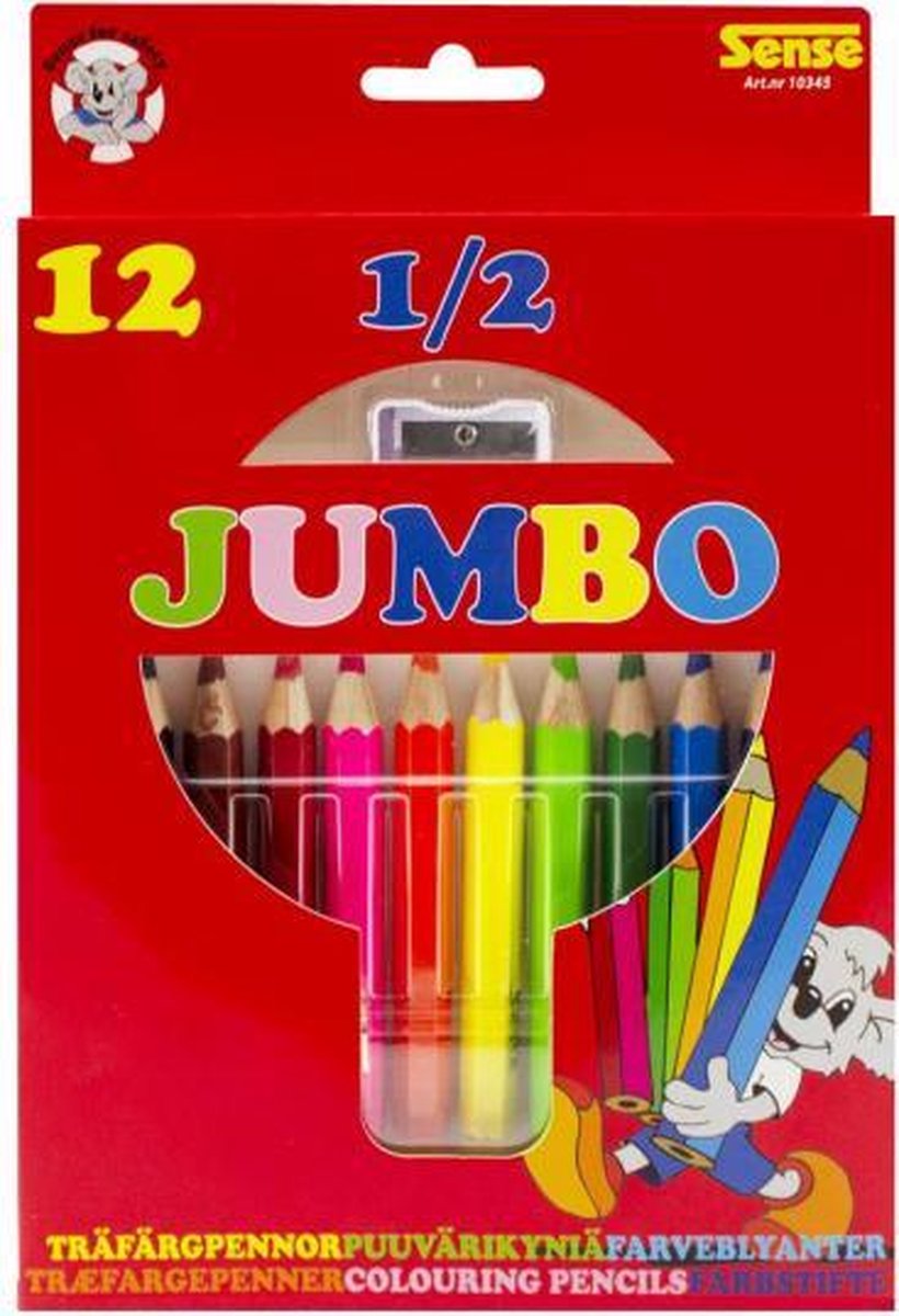 kleurpotloden met puntenslijper Jumbo 12 stuks