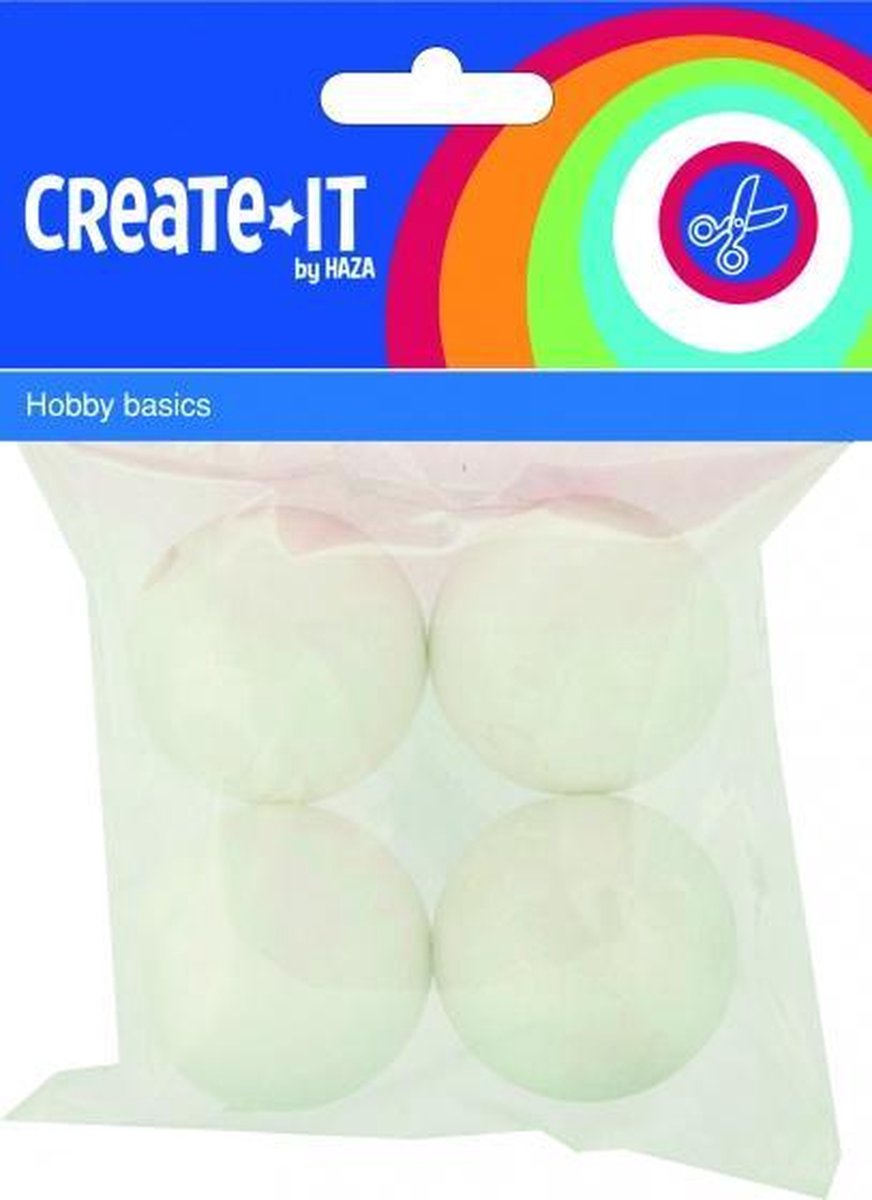 knutselset Create It - Bollen 40 mm wit 4 stuks