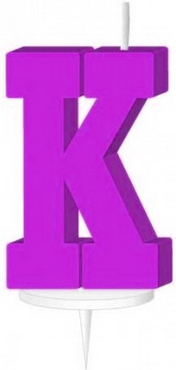 letterkaars k met houder 4 cm wax fuchsia