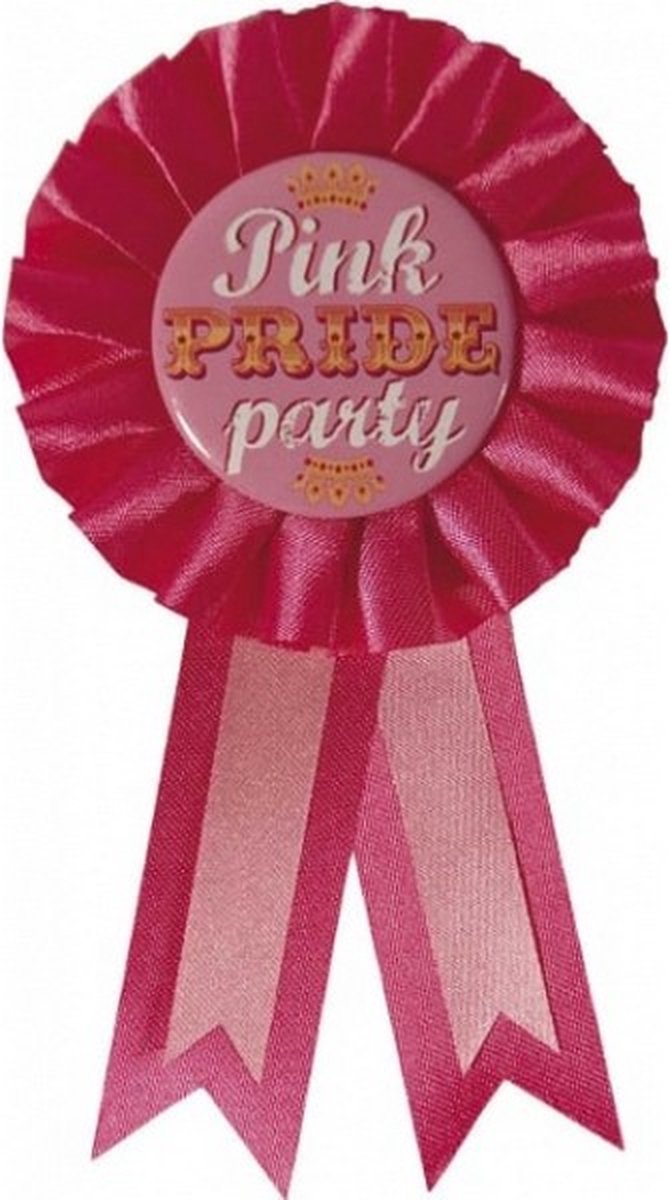 rozet Pink pride party roze 8 x 14,5 cm