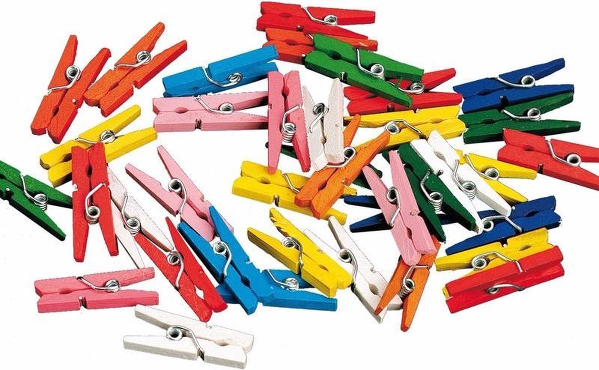 100x stuks miniknijpertjes gekleurd 2 cm - kleine/ mini wasknijpers