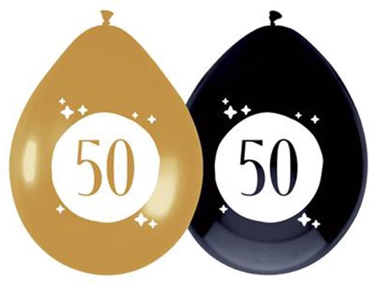 Ballonnen 50 jaar Festive Gold 6 stuks