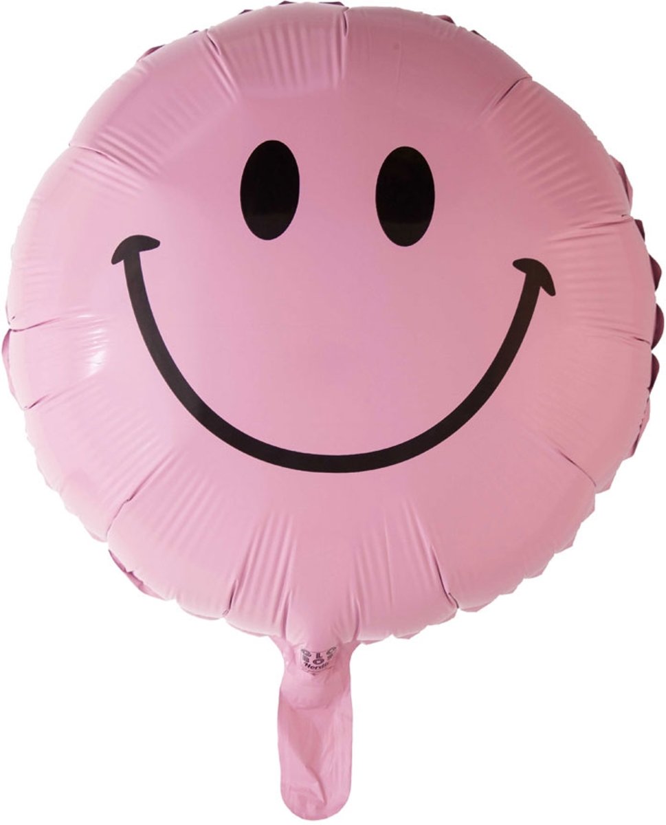 Folieballon Smiley Lichtroze - 45 Centimeter