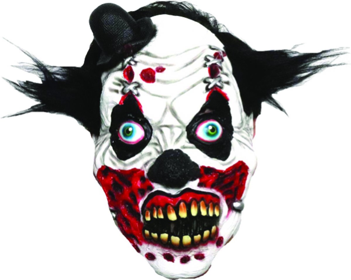 Masker Zombie clown met kleine hoed