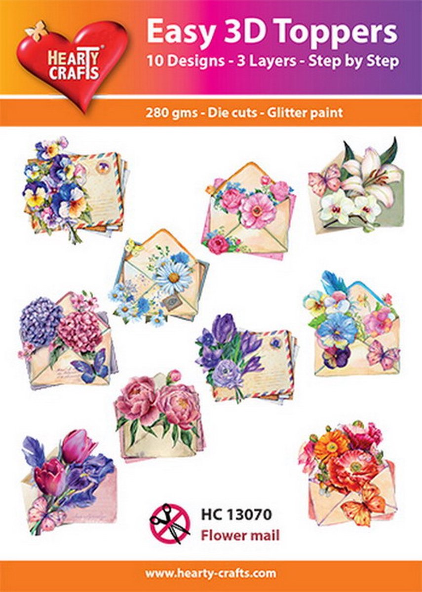 Easy 3D Topper - Bloemen post - HC 13070 - 10 Verschillende - 3 Lagen