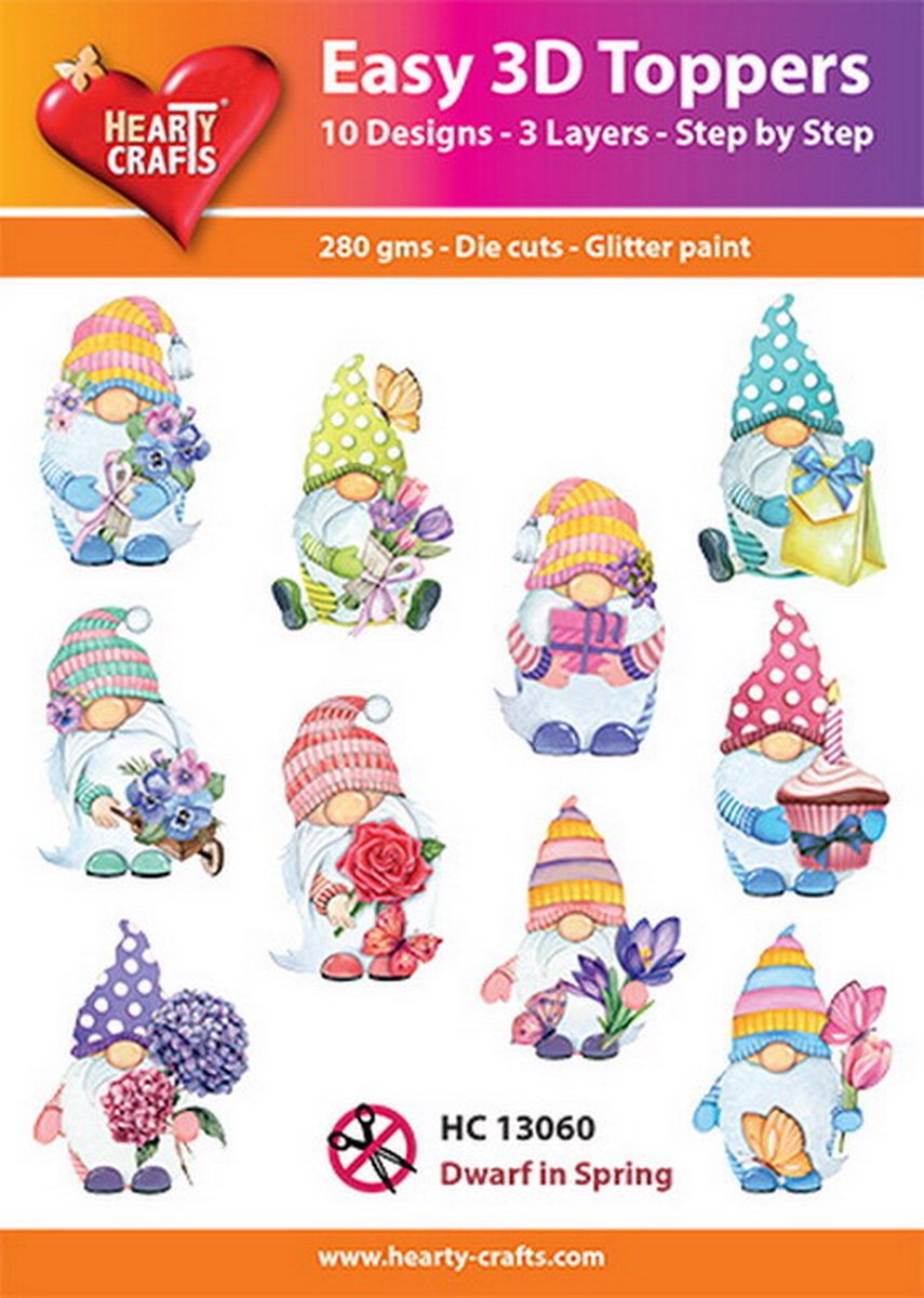 Easy 3D Topper - Dwarf in Spring - HC13060 - 10 verschillende - 3 lagen