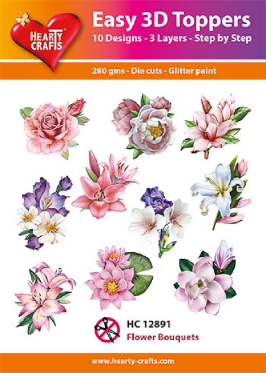 Easy 3D Topper - Flower Bouquets - HC12891 - 10 verschillende - 3 lagen