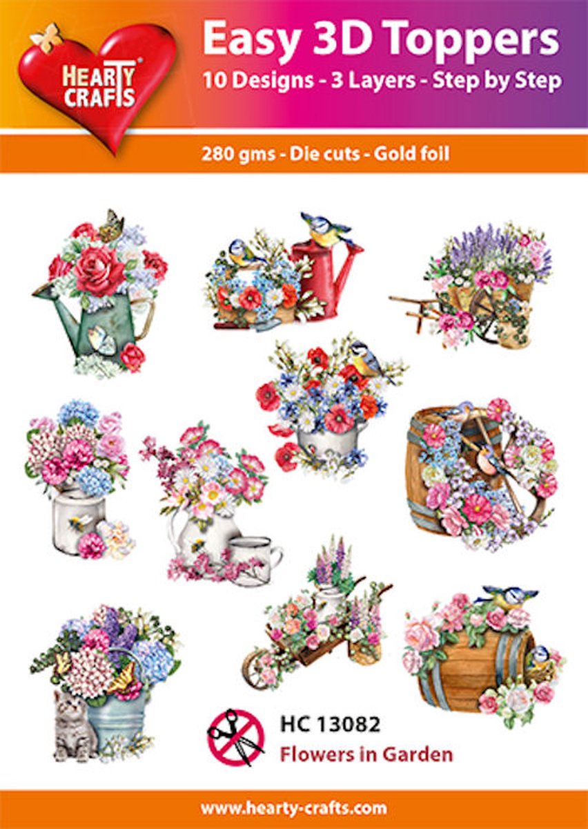 Easy 3D Topper - Flowers in Garden - HC13782 - 10 verschillende - 3 lagen