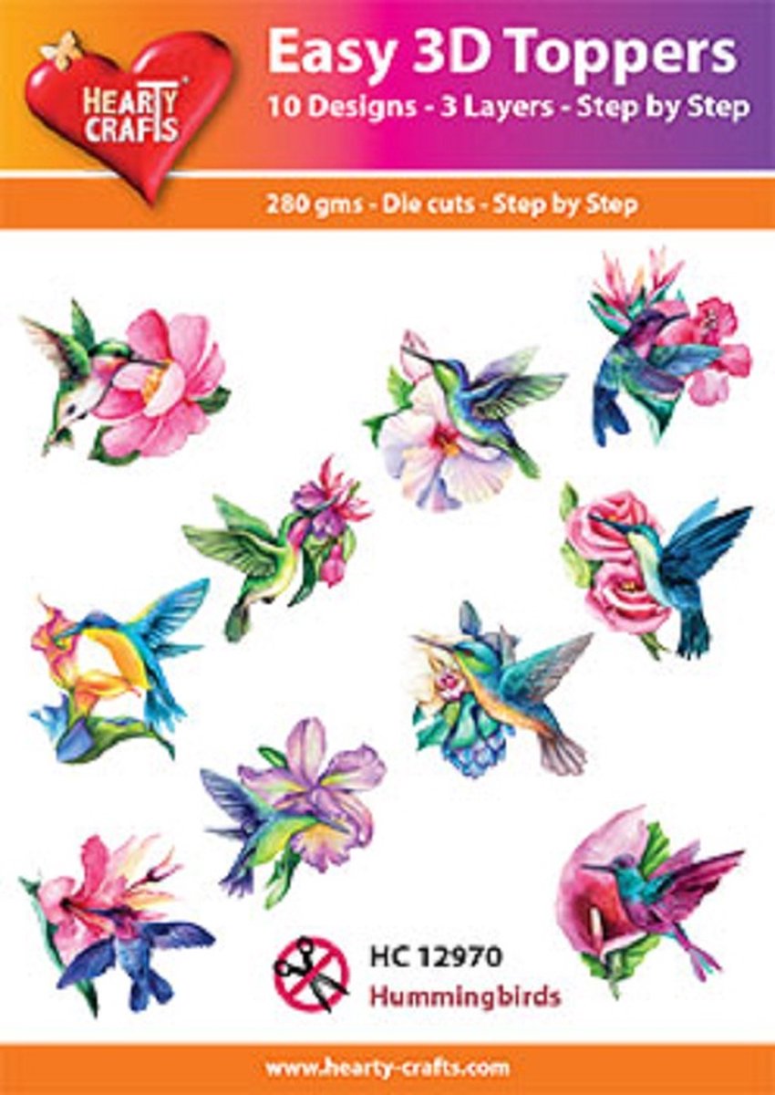 Easy 3D Topper - Hummingbirds - HC12970 - 10 verschillende - 3 lagen