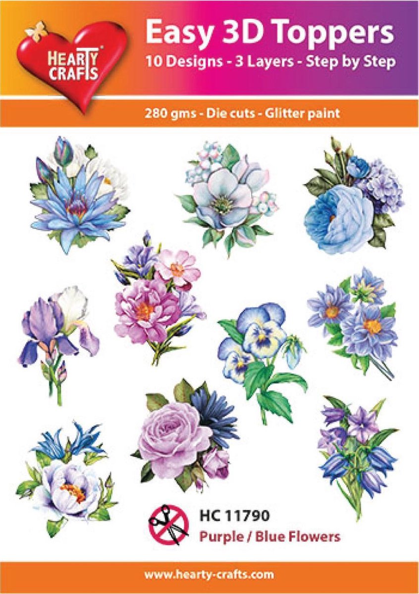 Easy 3D Topper Paars Blauwe Bloemen HC11790