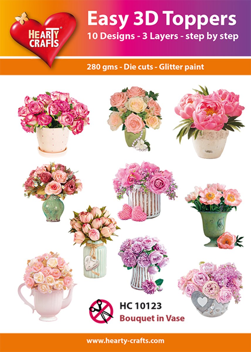 Easy 3D Toppers Bloemen in Vaas