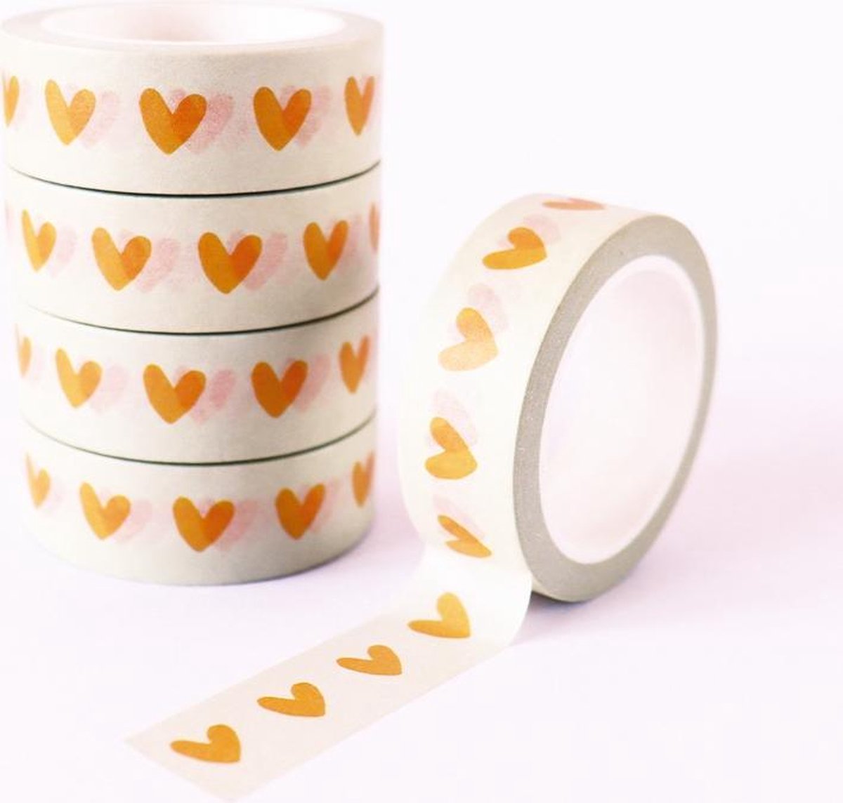 Hebbers - Washi tape - Hartjes geel