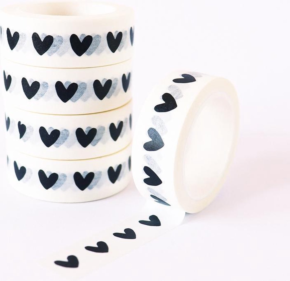 Hebbers - Washi tape - Hartjes zwart