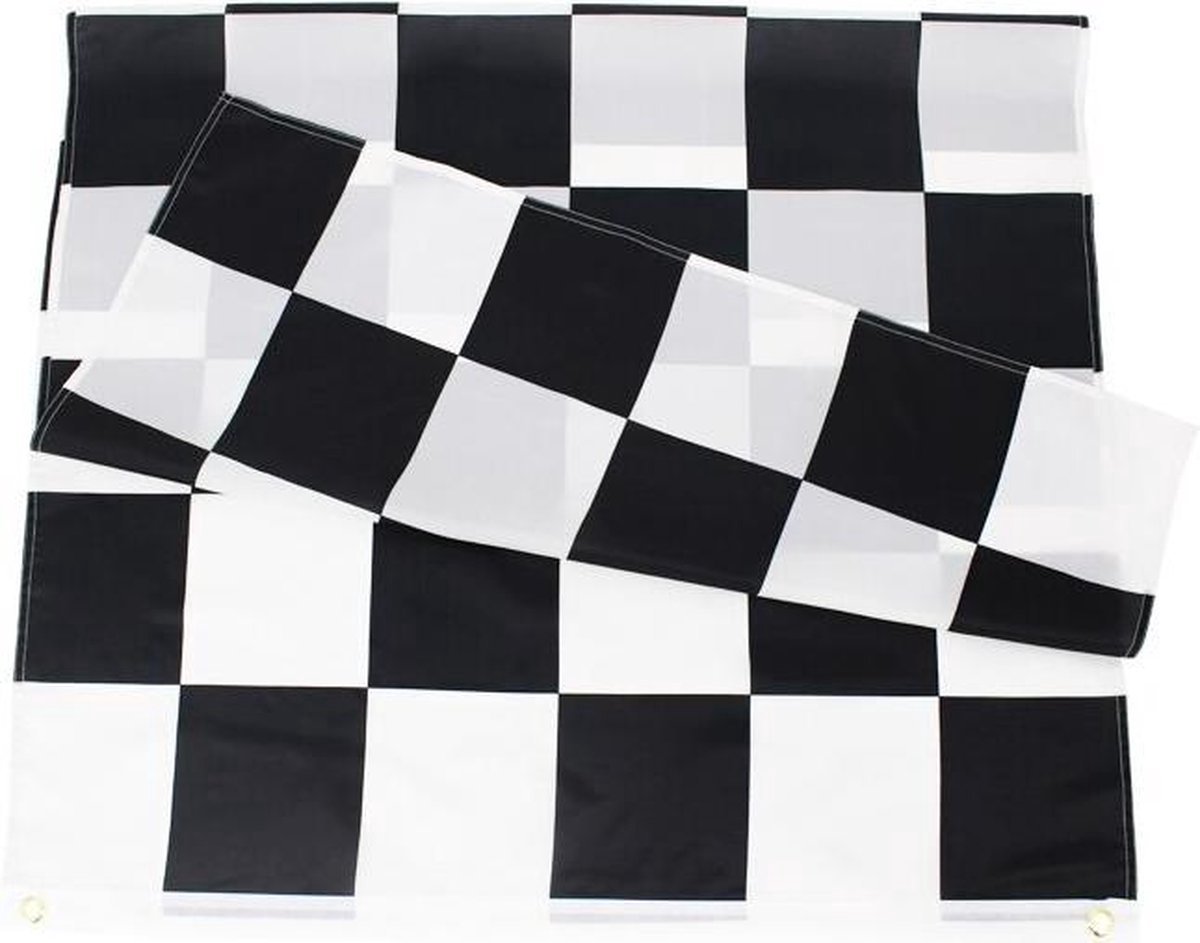 *** Geruite Finish vlag 90 x 150 cm - Finish Flag - Formule 1 - Drapeau Race - van Heble® ***