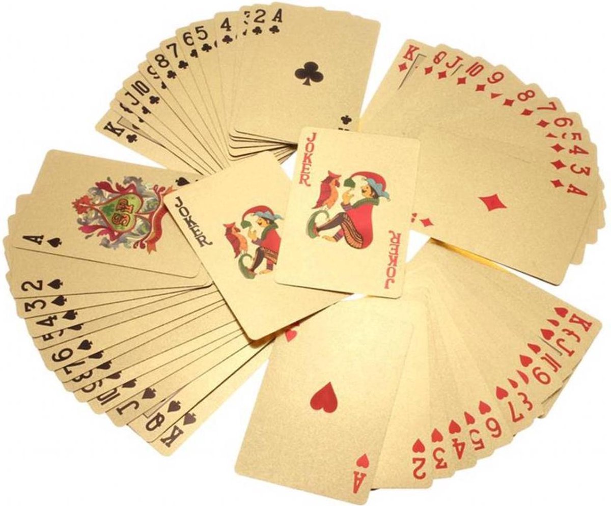 *** Goudkleurige Speelkaarten Set voor een Luxe Pokerervaring - Euro Model met Geplastificeerde Plastic Kaarten - Speel als een Pro met 54 Perfecte Kaarten - van   ***