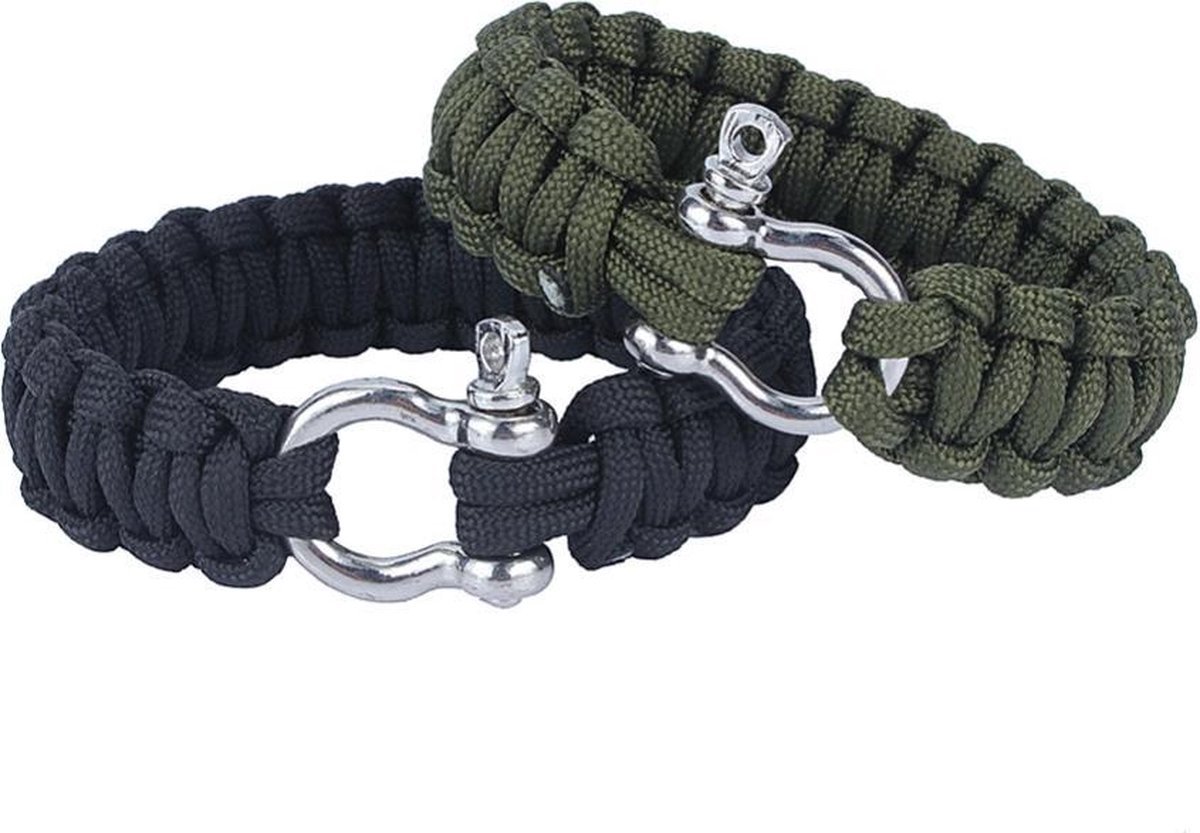 *** Paracord Armband Groen - RVS verstelbare sluiting - Stoer Leger - van Heble® ***