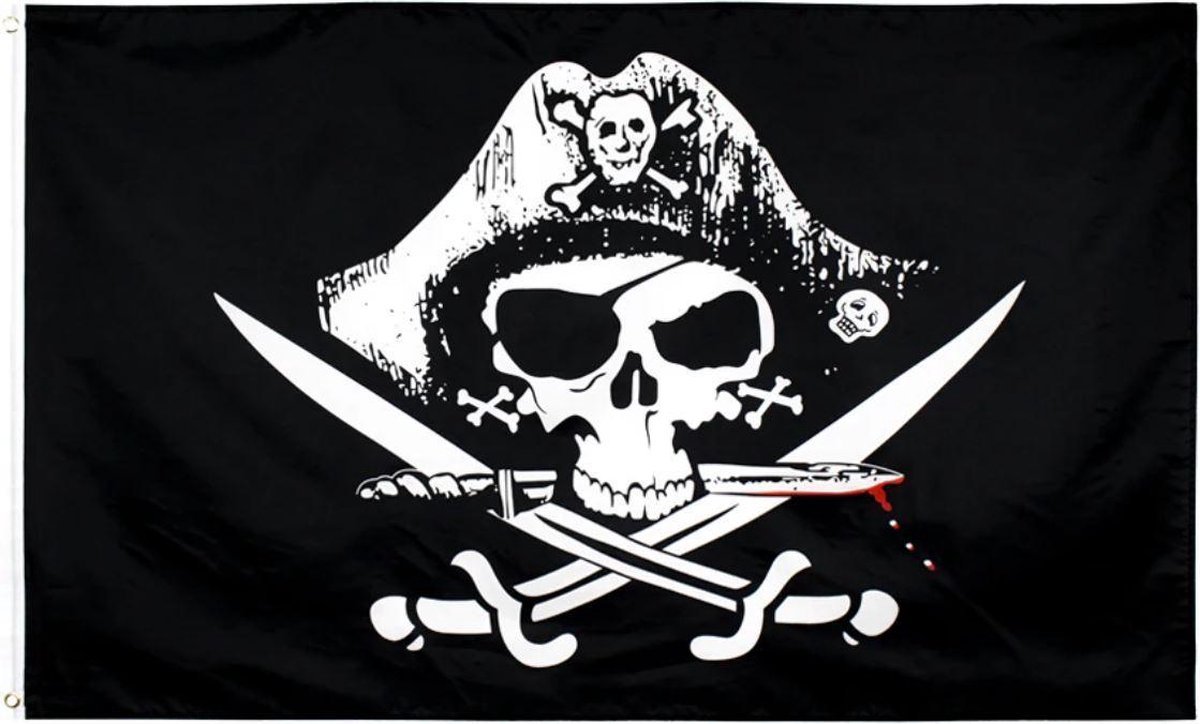 *** Piratenvlag Crossed Sabres Groot 90x150cm - van Heble® ***