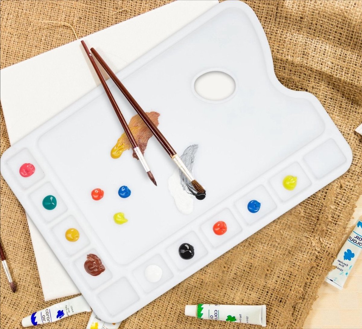 ***   - Plastic verfpalet - mengpalet - groot - 11 vakjes - Verven Schilderij Doek - van   ***