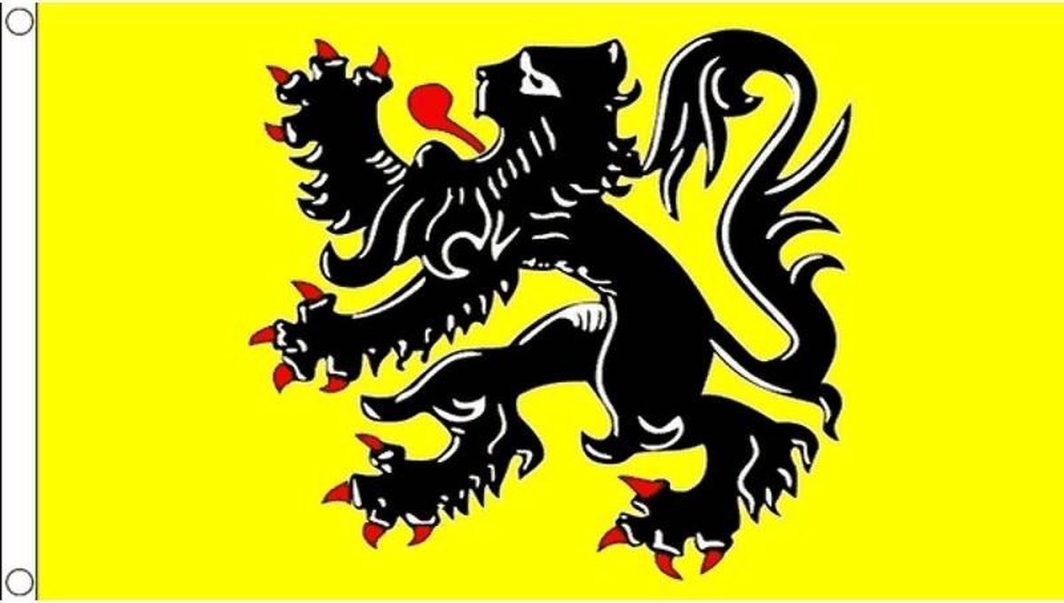 *** Vlaamse gemeenschap vlag 90 x 150 cm - België Wielrennen - Drapeau Flandre - Van Heble® ***