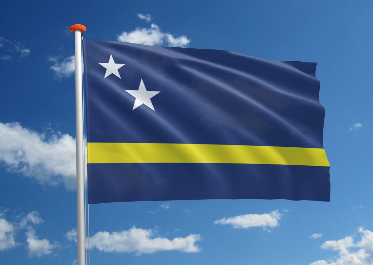 *** Vlag Curacao 90 x 150 cm - Curaçaose Vlag - Drapeau Curacao - van Heble® ***