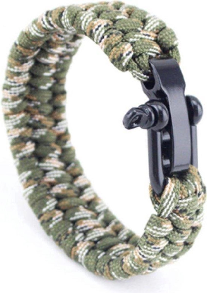 ***Paracord Armband Army Camo - RVS verstelbare sluiting - Stoer Leger - van Heble® ***