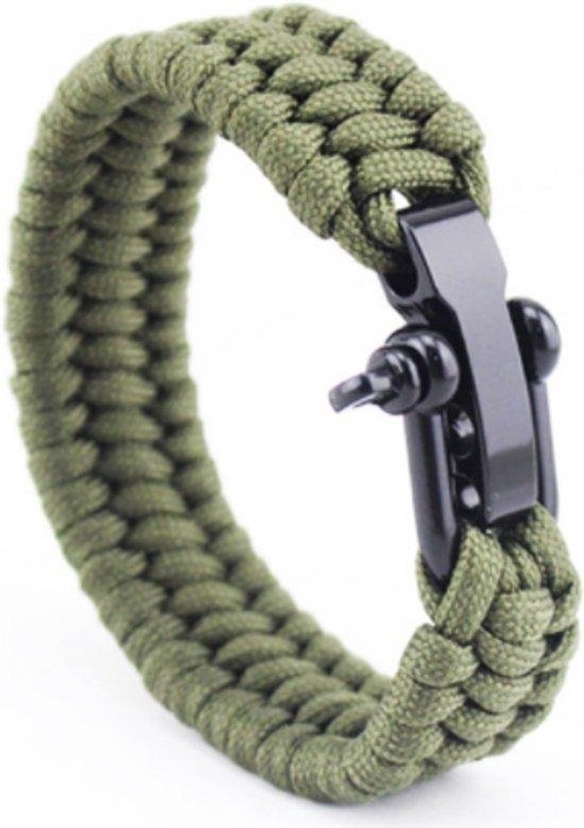 ***Paracord Armband Army Groen - RVS verstelbare sluiting - Stoer Leger - van Heble® ***